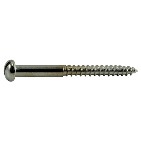 Midwest Fastener Wood Screw, #6, 1-1/2 in, Chrome Steel Round Head Slotted Drive, 40 PK 62187